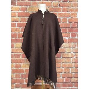Molina Jimmy‎ Hourihan Vintage 100% Wool Brown Cape Cloak Coat One Size